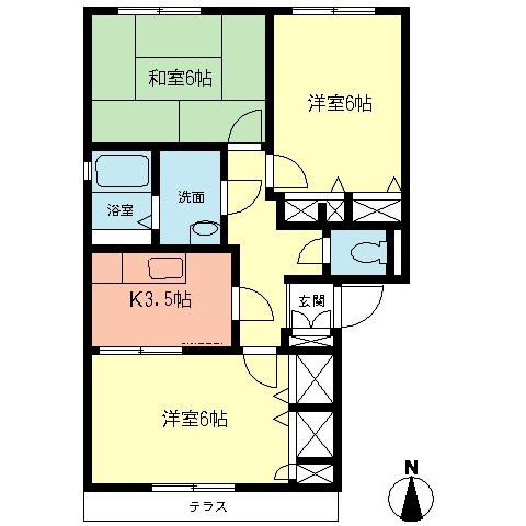 メゾンフ・ミールB(3K/2階)の間取り写真