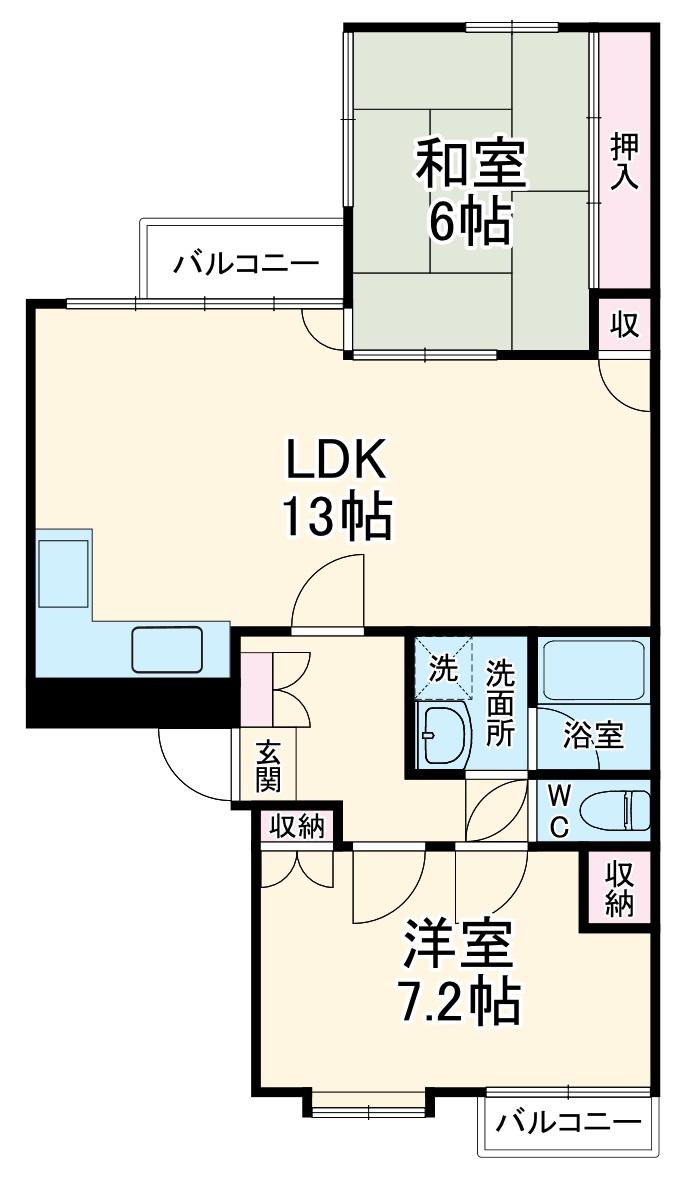 ロイヤル北安東(2LDK/4階)の間取り写真