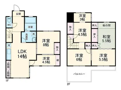 勝田台３丁目戸建（１４−３）(6SLDK)の間取り写真