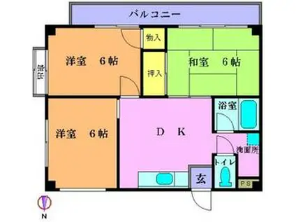 オリエンタルホーム木村(3DK/2階)の間取り写真
