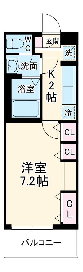 ヴィラ綱島(1K/1階)の間取り写真