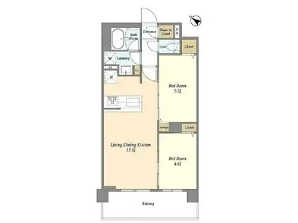 グランカーサ王子Ⅱ(2LDK/4階)の間取り写真