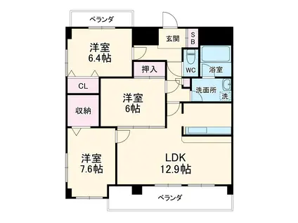 ハイライフ橋良(3LDK/2階)の間取り写真