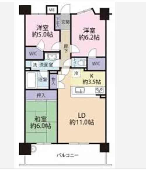 エンゼルプレイユ八王子(3LDK/1階)の間取り写真