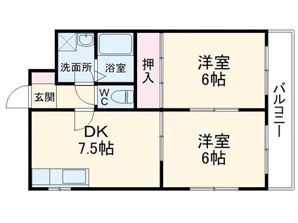 東中山金子ビル(2DK/2階)の間取り写真