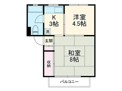 東山野グリーン(2K/4階)の間取り写真