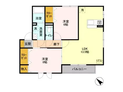 グレイスヒル(2LDK/1階)の間取り写真