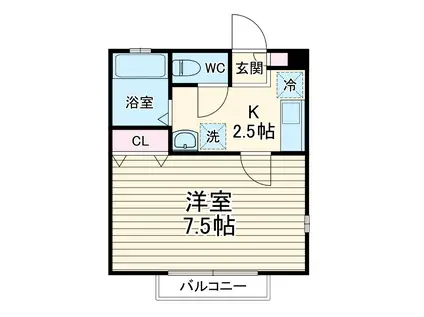 ボヌール(1K/1階)の間取り写真