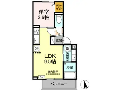 リープ・J(1LDK/2階)の間取り写真