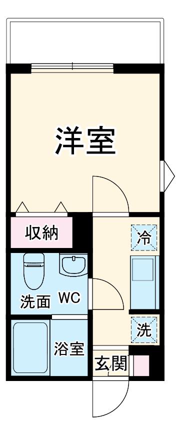 スカイヒルズ春日部(1K/1階)の間取り写真