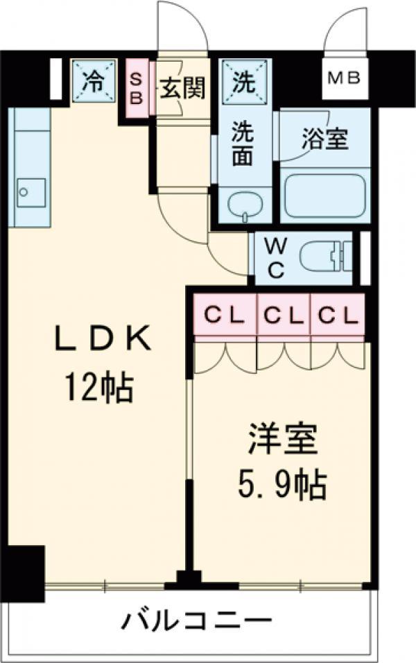 プラウドフラット三軒茶屋Ⅱ(1LDK/2階)の間取り写真