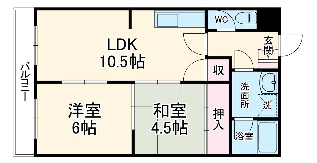 レジデンス領下(2LDK/3階)の間取り写真