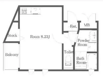 カイルア・ヴィラ(ワンルーム/2階)の間取り写真