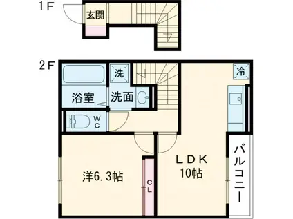 エトワール桜丘 A(1LDK/2階)の間取り写真