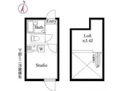 ウェルビーイング五反野(ワンルーム/3階)の間取り写真