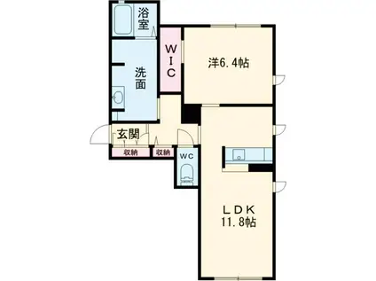 グランシーナ・オレオD(1LDK/2階)の間取り写真