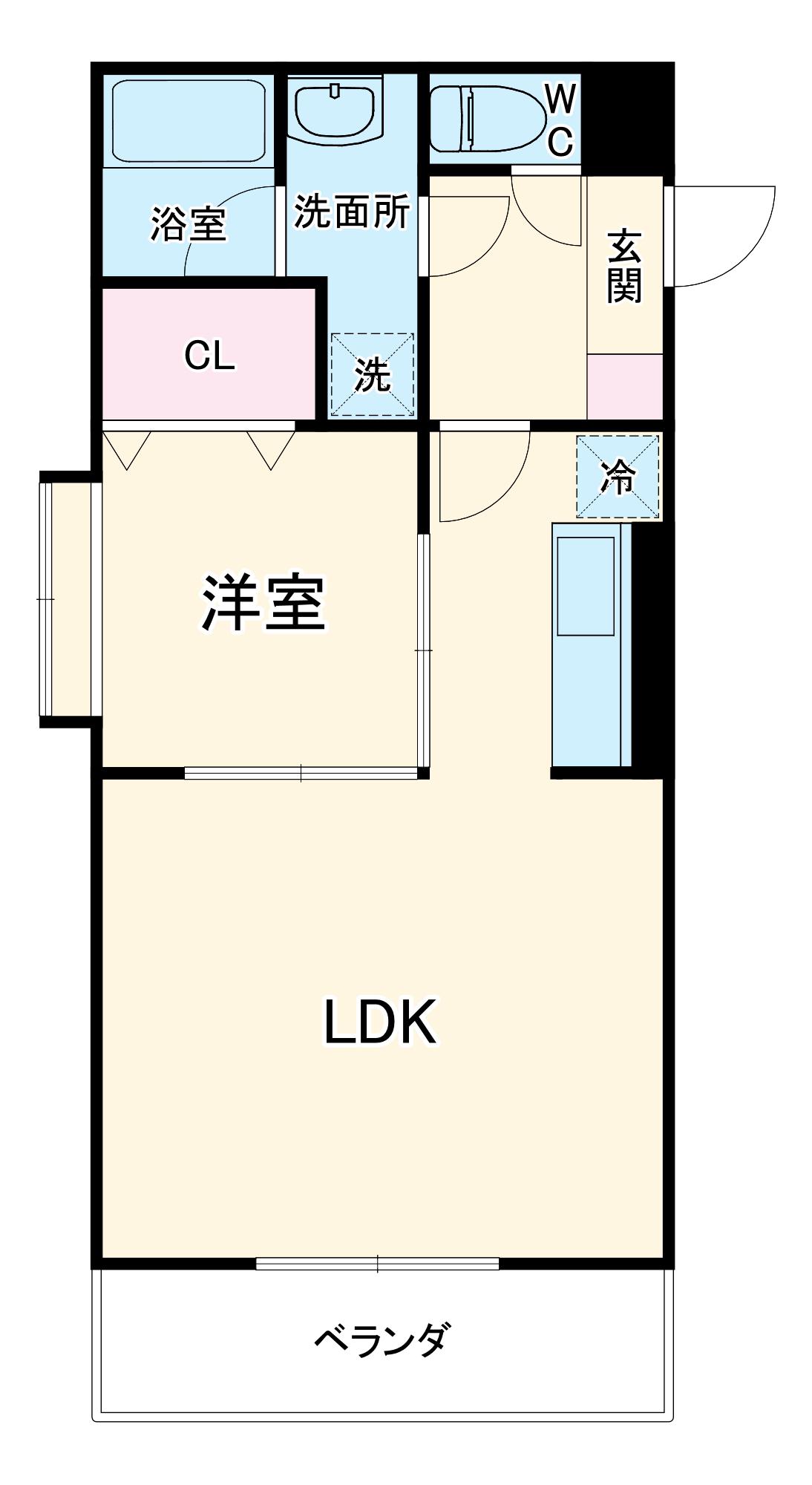 プラスパー門松(1LDK/1階)の間取り写真