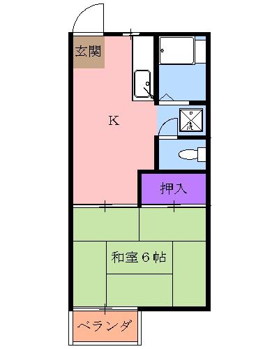 ニシニコーポ(1K/1階)の間取り写真