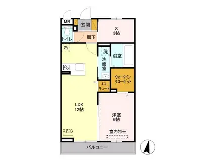 ゴールドパストラルV(1SLDK/3階)の間取り写真