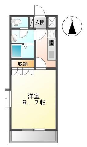 グリルスⅡ(1K/2階)の間取り写真