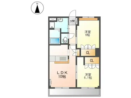 東海道本線 岐阜駅 バス乗車時間：25分 伊勢田2丁目バス停で下車 徒歩6分 3階建 築21年(2LDK/3階)の間取り写真