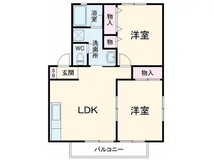 LIVE IN U(2LDK/1階)の間取り写真