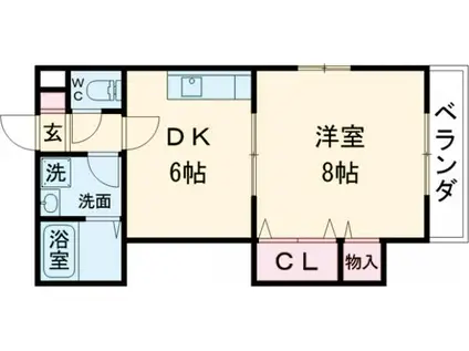 メゾンコンフォート(1DK/2階)の間取り写真