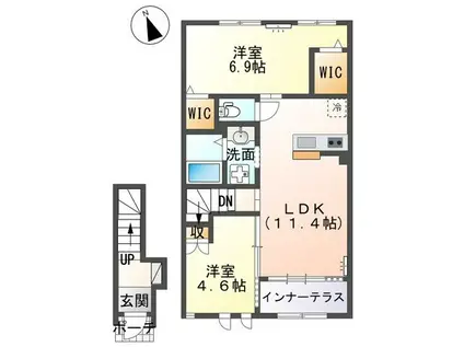 ラシュレ(2LDK/2階)の間取り写真