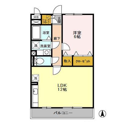 ラ・フォンテヴェルデ(1LDK/2階)の間取り写真