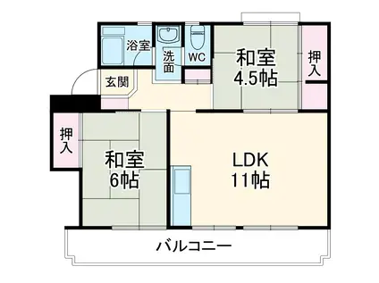 コーポ瀬尾(2LDK/3階)の間取り写真