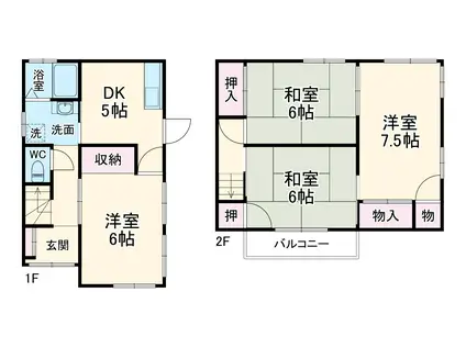 北総鉄道 秋山駅 徒歩27分 2階建 築57年(4DK)の間取り写真