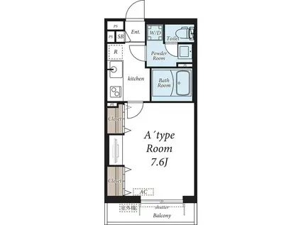 CHAMPVALLON千人町(1K/3階)の間取り写真