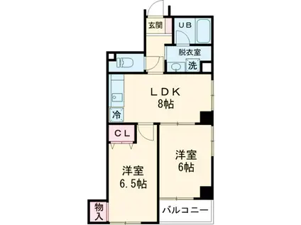 ザヴィラオン千駄木スクエア(2LDK/6階)の間取り写真