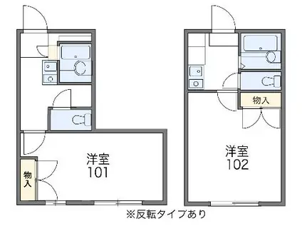 パレス二色浜 B棟(1K/2階)の間取り写真