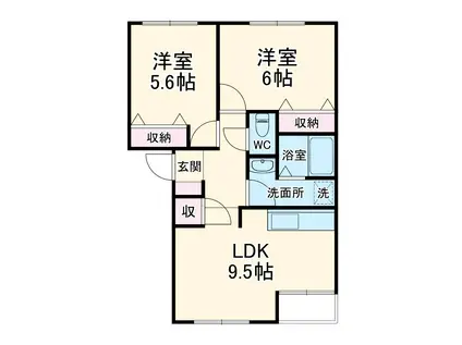 ラ フェーリア・W(2LDK/1階)の間取り写真