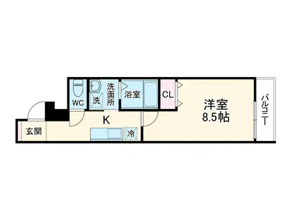 フジパレス新森(1K/1階)の間取り写真