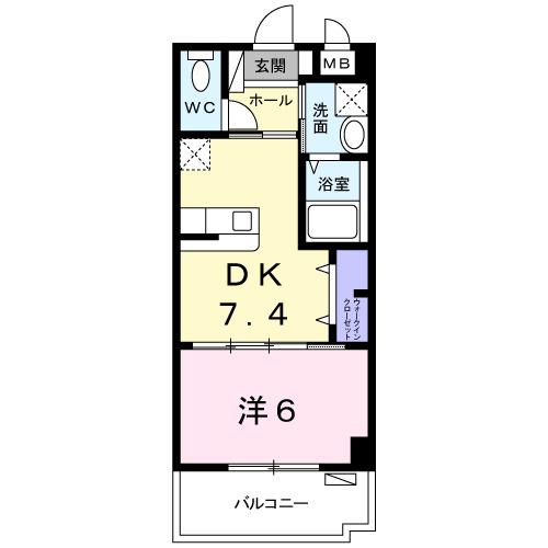 ヴィガラス(1DK/4階)の間取り写真