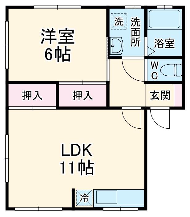 柿沼シティハイツB(1LDK/1階)の間取り写真