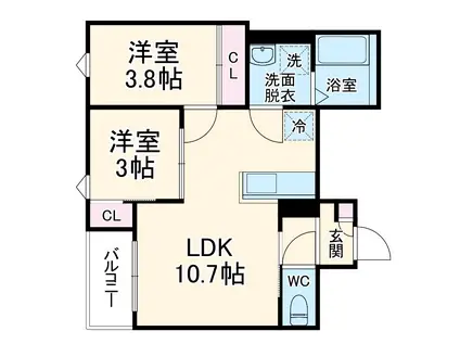 REGALEST 森下(2LDK/2階)の間取り写真