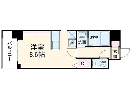 第2金山フクマルビル(ワンルーム/9階)の間取り写真