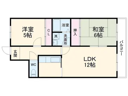 サニーセトル(2LDK/1階)の間取り写真