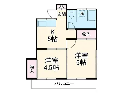しらかば荘(2DK/2階)の間取り写真