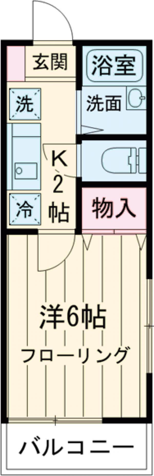 ウェルカム(1K/1階)の間取り写真