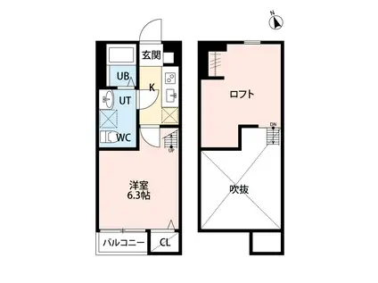 FERIO相模原(1K/1階)の間取り写真