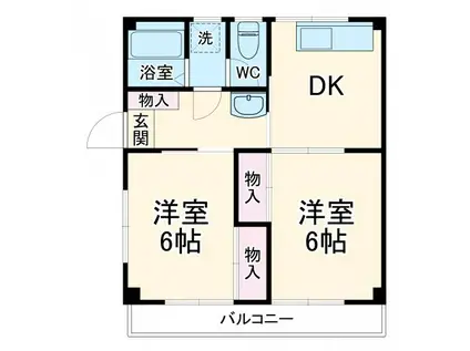 キャピタルハイツ2(2DK/1階)の間取り写真