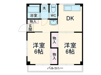 キャピタルハイツ2(2DK/1階)の間取り写真