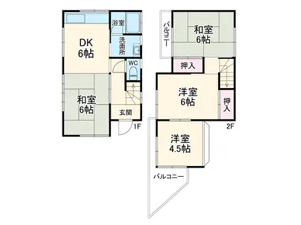 横須賀線 衣笠駅 徒歩14分 1階建 築43年(4DK)の間取り写真