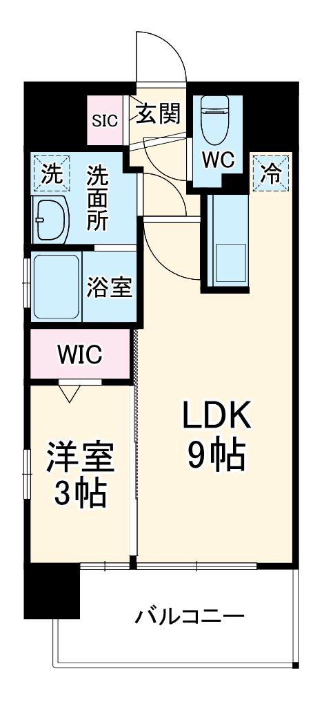 ATTIRANT西三国(1LDK/4階)の間取り写真