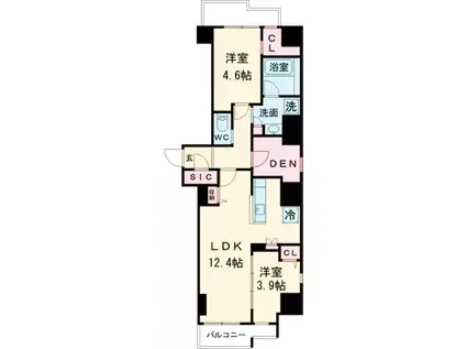 レジディア板橋本町プレイス(2LDK/7階)の間取り写真