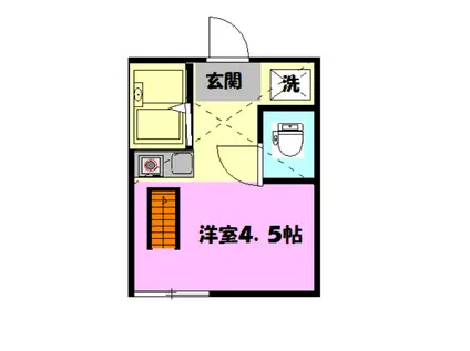 プライムテラス淵野辺(ワンルーム/1階)の間取り写真